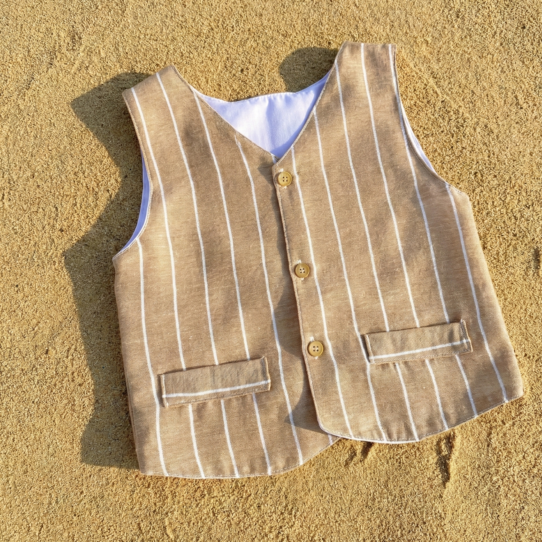 Chaleco Lino rayado