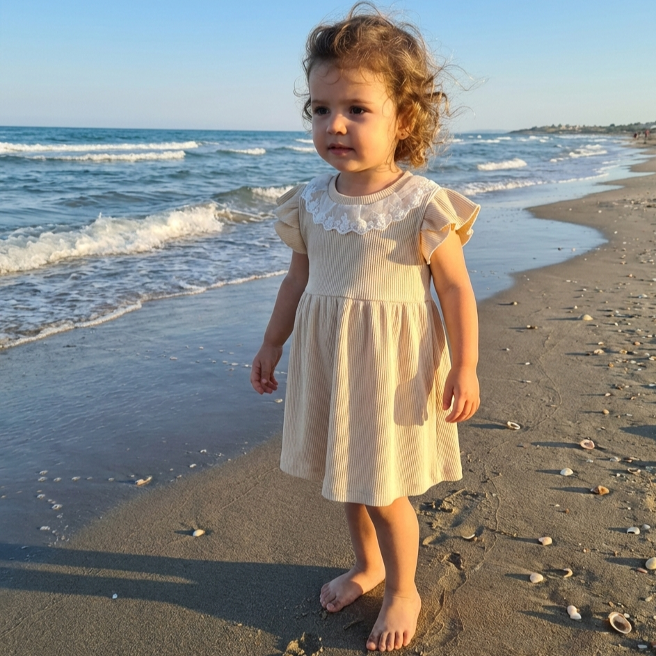 Vestido wafle con volado